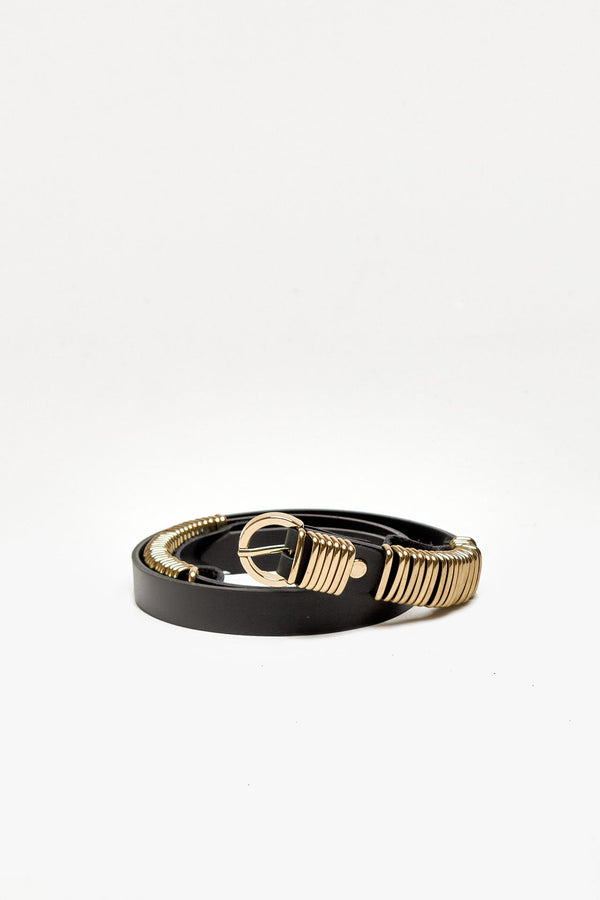 Cintura SUEDE RING BELT GOLD in pelle nero women Federica tosi