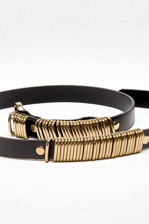 Cintura SUEDE RING BELT GOLD in pelle nero women Federica tosi