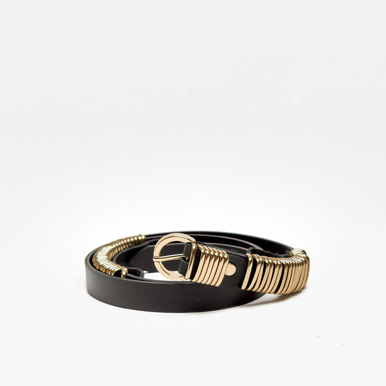 Cintura SUEDE RING BELT GOLD in pelle nero women Federica tosi - 3