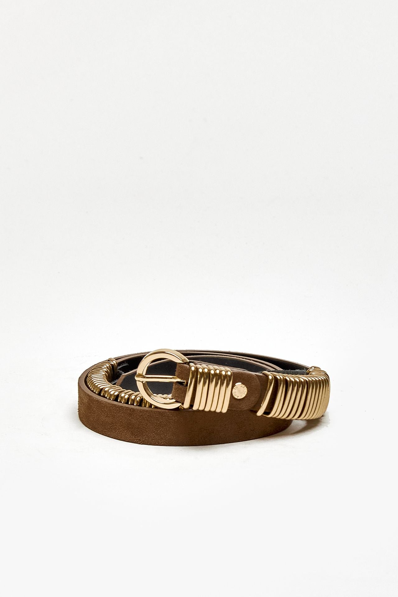 Cintura SUEDE RING BELT GOLD in pelle beige women Federica tosi - 1
