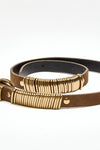 Cintura SUEDE RING BELT GOLD in pelle beige women Federica tosi - 2