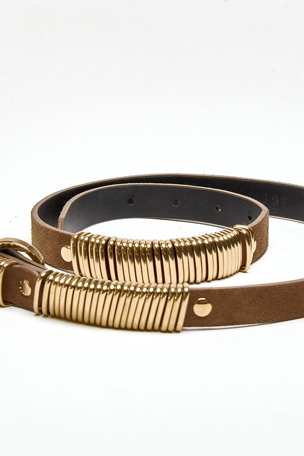 Cintura SUEDE RING BELT GOLD in pelle beige women Federica tosi
