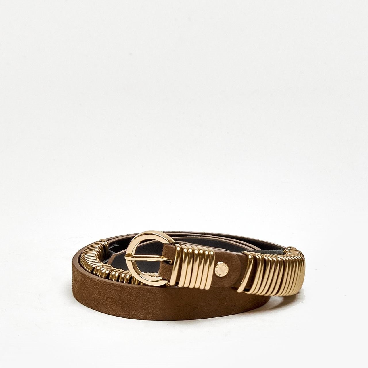 Cintura SUEDE RING BELT GOLD in pelle beige women Federica tosi - 3
