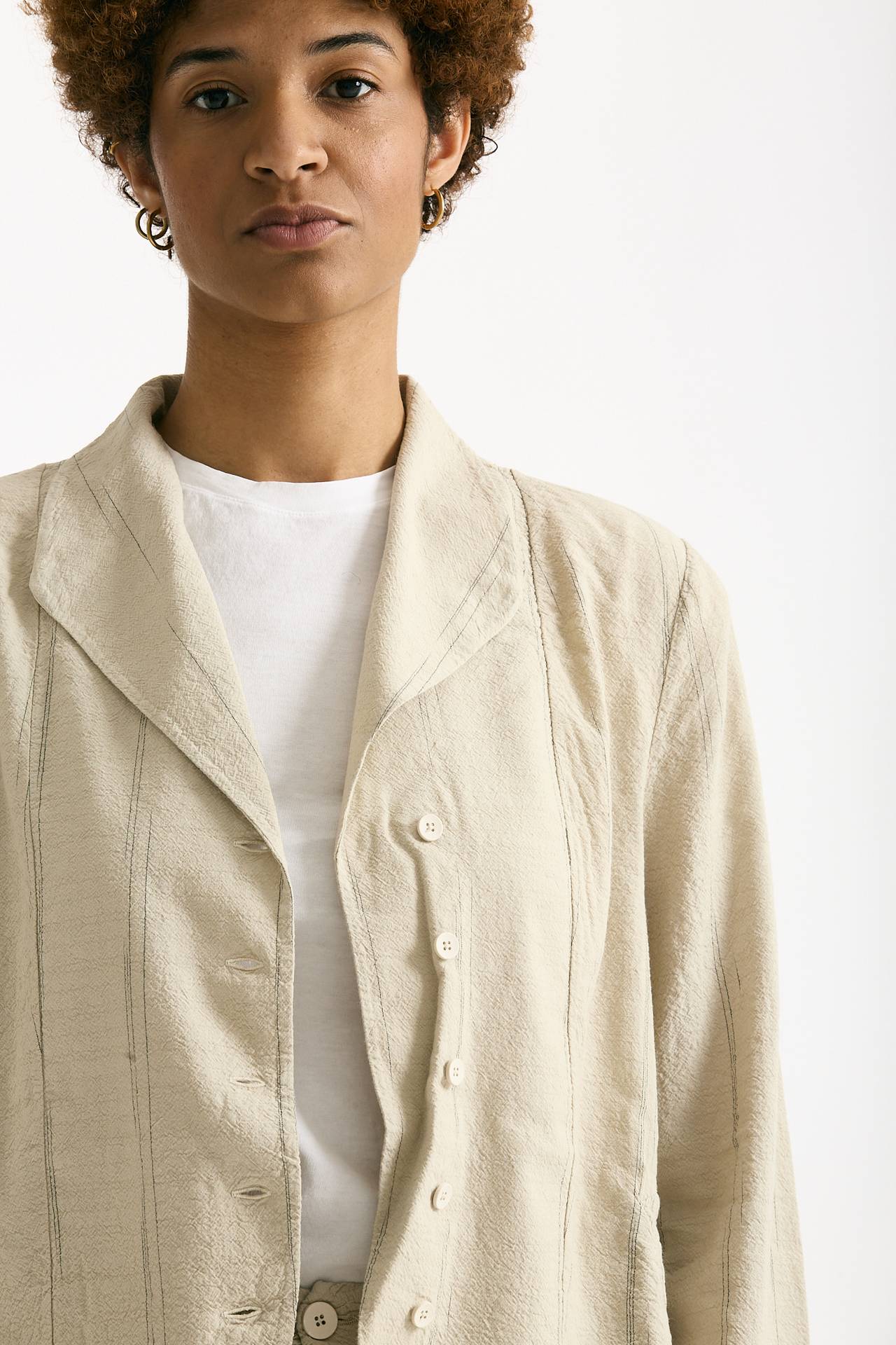 Blazer in cotone e viscosa sabbia women Transit par such - 5