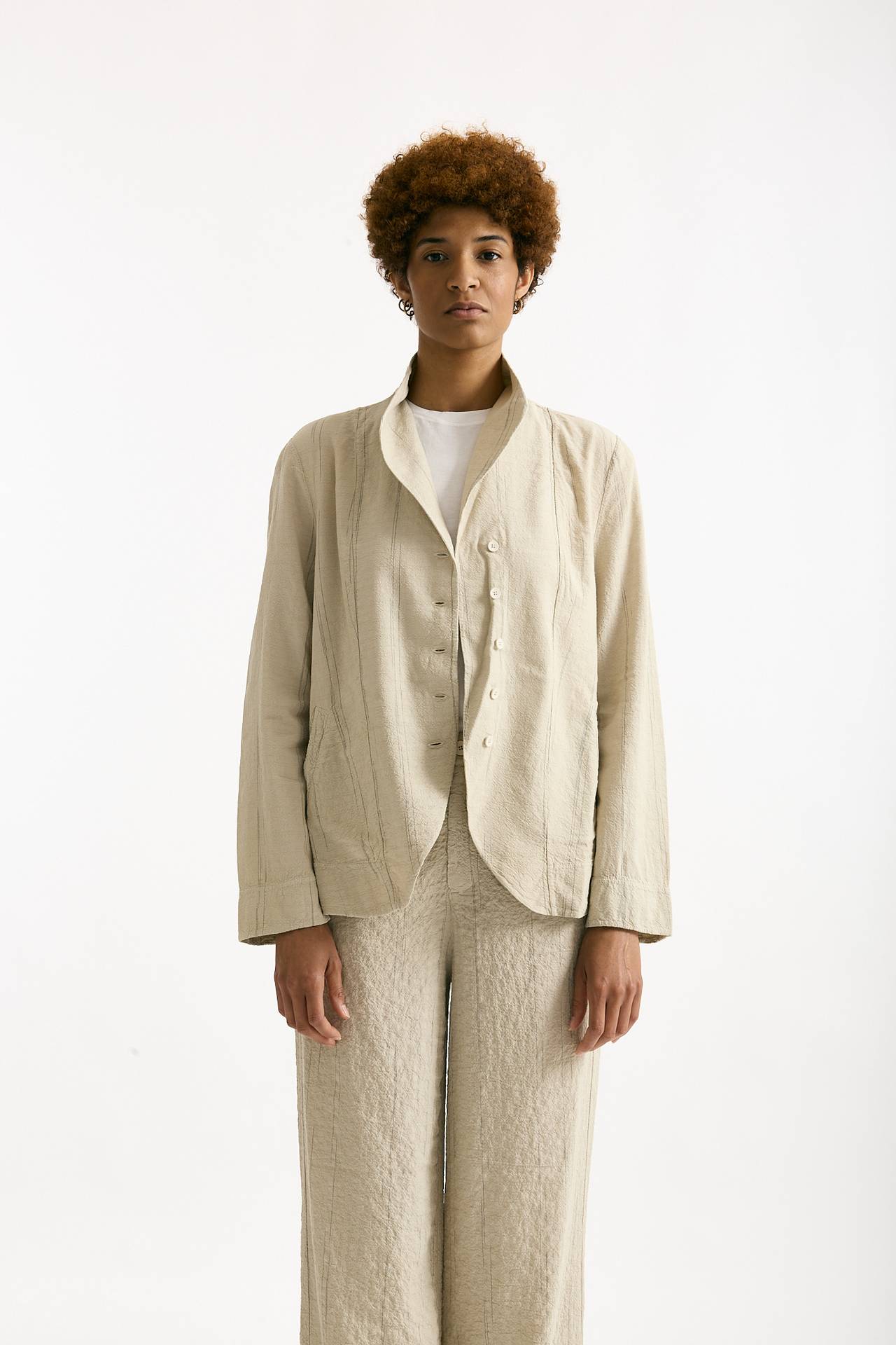 Blazer in cotone e viscosa sabbia women Transit par such - 7