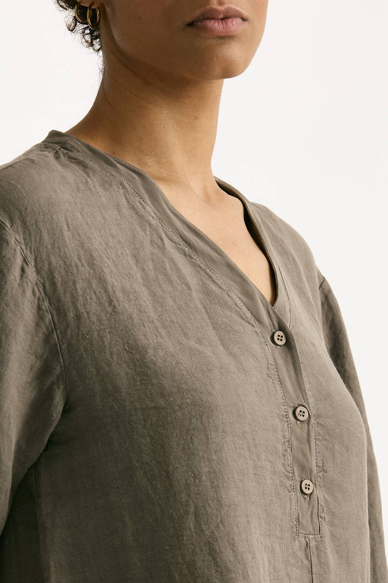 Abito over lino taupe women Transit par such - 4