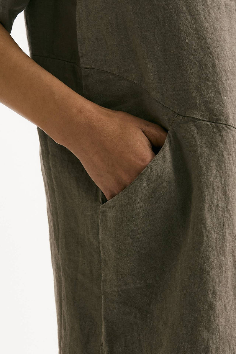 Abito over lino taupe women Transit par such - 5