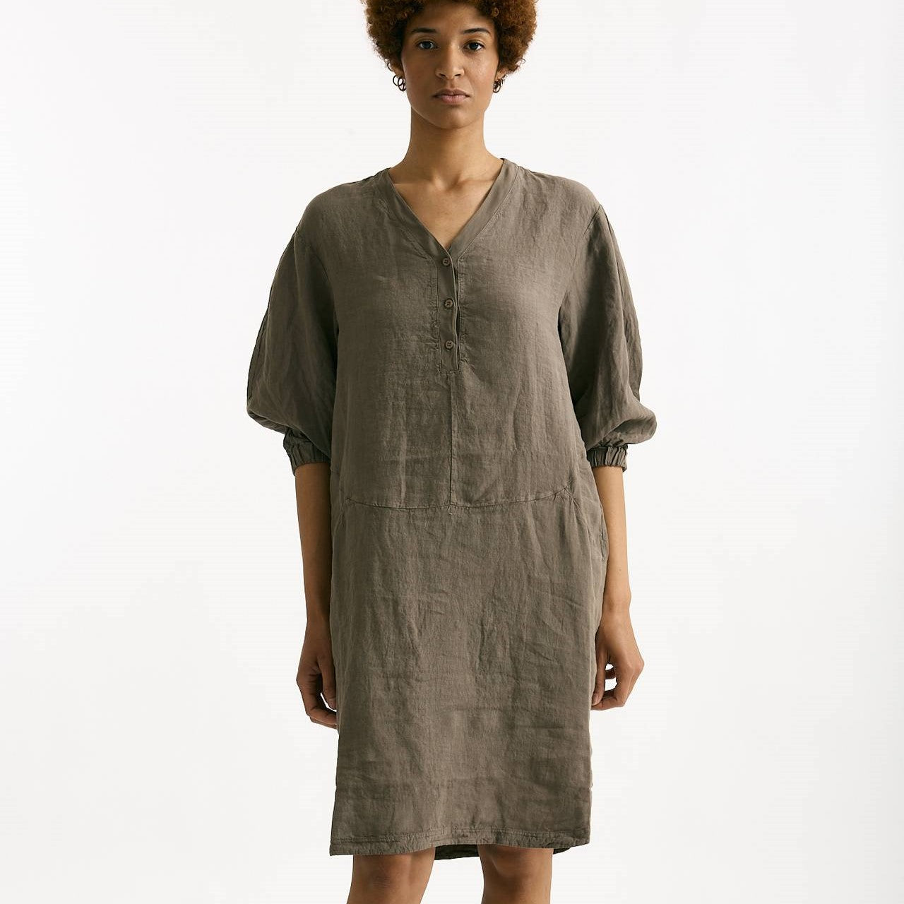 Abito over lino taupe women Transit par such - 6