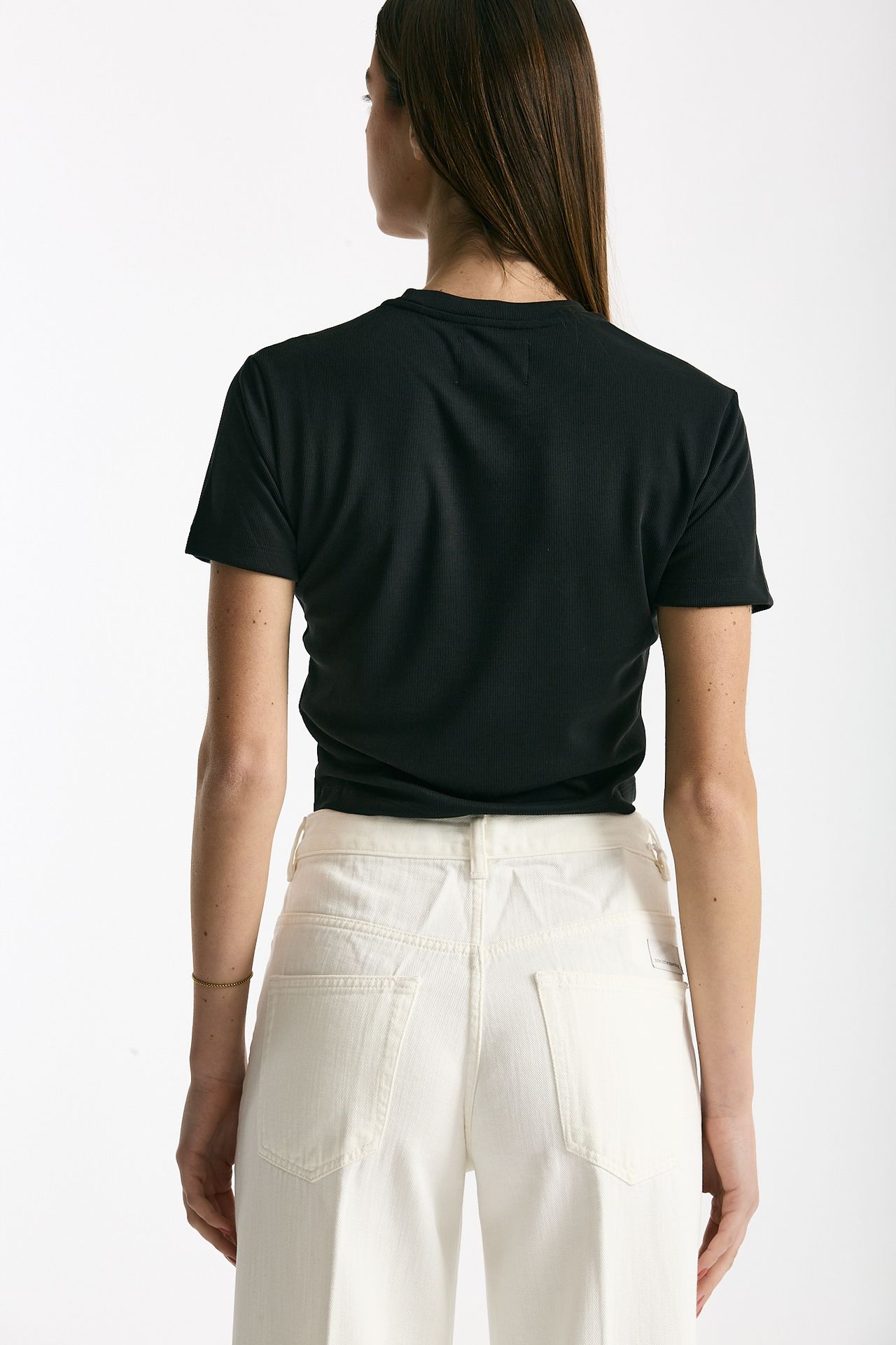 T-shirt crop in jersey di modal nero women Woc - 3
