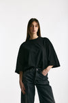 T-shirt over in cotone nero women Woc - 1