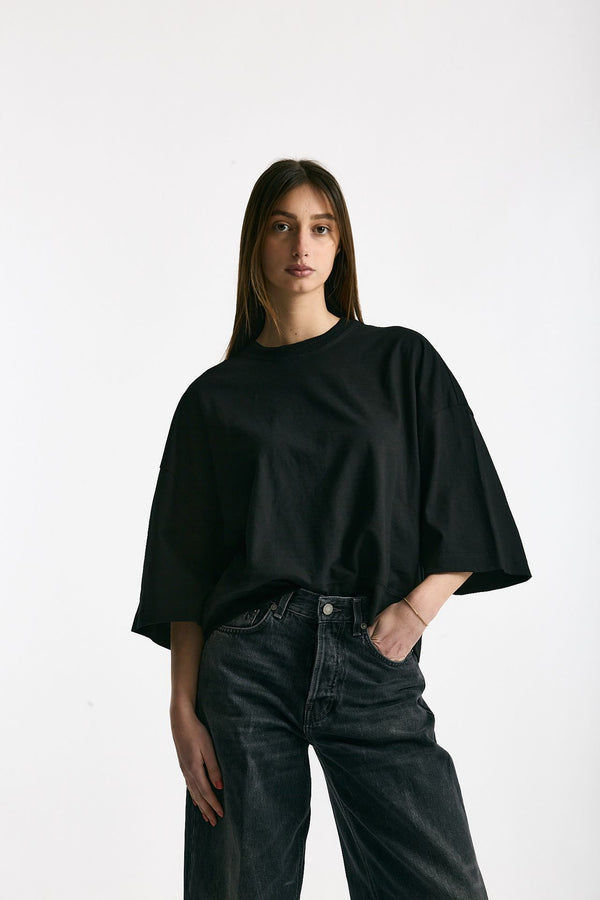T-shirt over in cotone nero women Woc