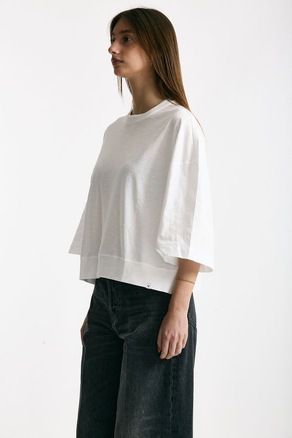 T-shirt over in cotone bianco women Woc