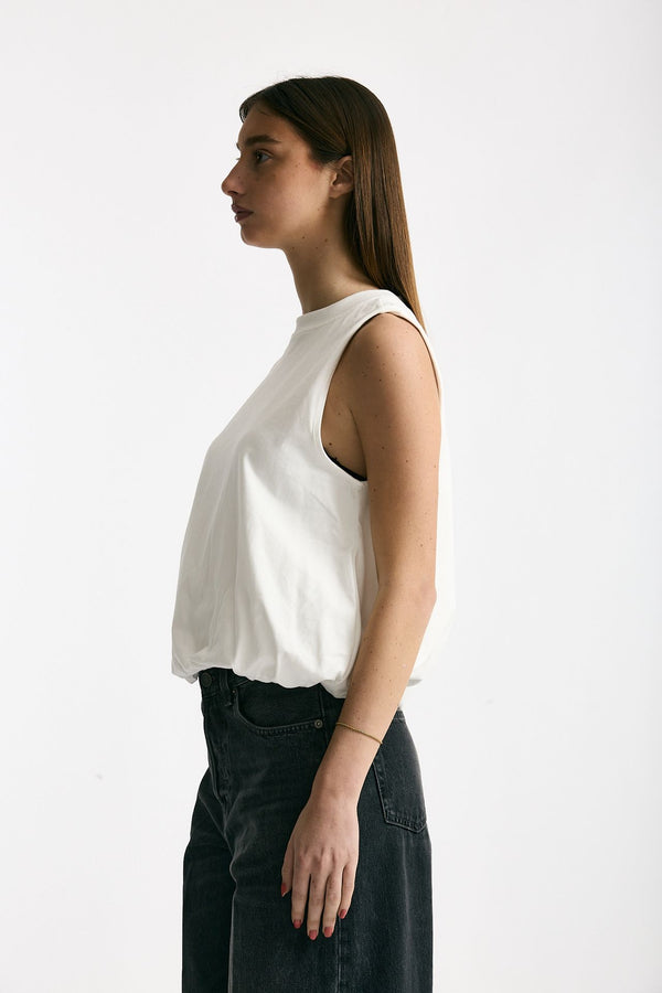 Crop top con arriccio bianco women Woc