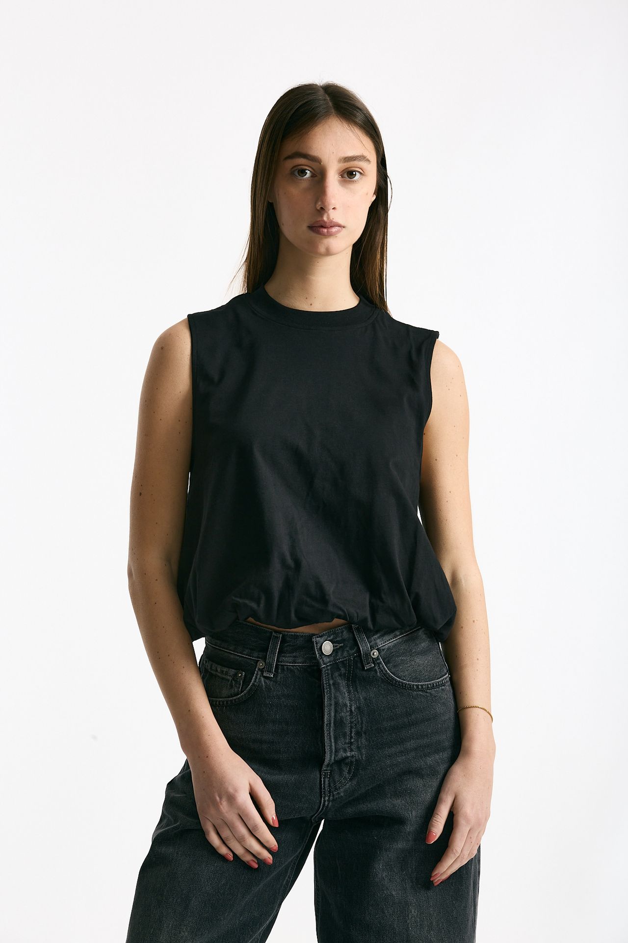 Crop top con arriccio nero women Woc - 1