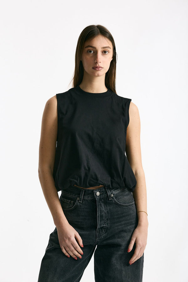 Crop top con arriccio nero women Woc