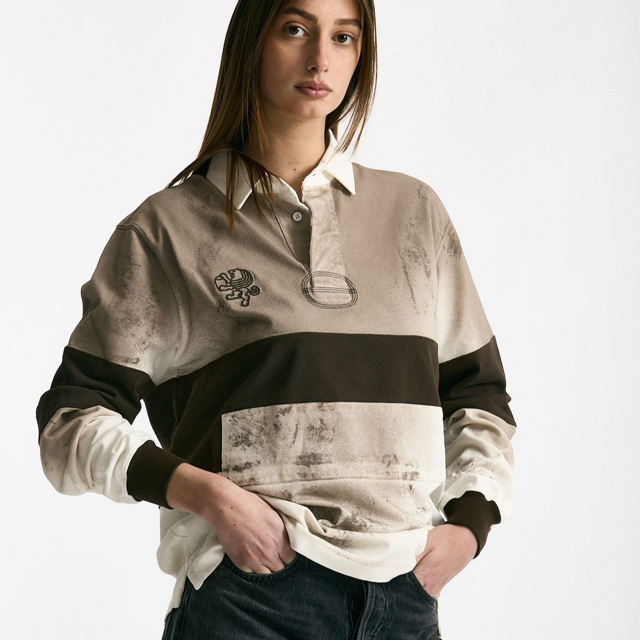 Polo unisex marrone e bianco women Woc - 8