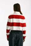 Polo crop rogata rossa e bianco women Woc - 3