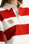 Polo crop rogata rossa e bianco women Woc - 4