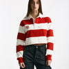 Polo crop rogata rossa e bianco women Woc - 6