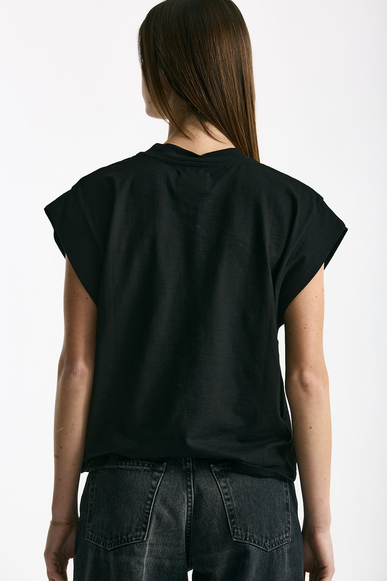 T-shirt in cotone fiammato nero women Woc - 3