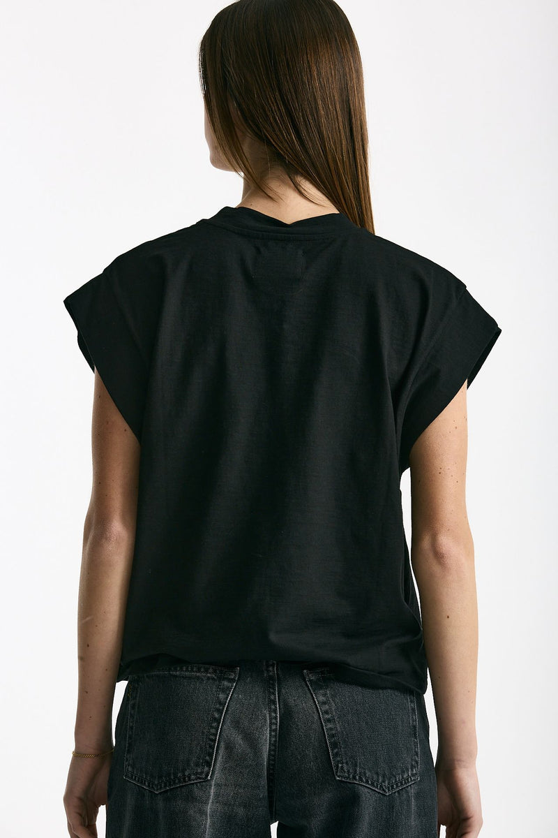 T-shirt in cotone fiammato nero women Woc - 3