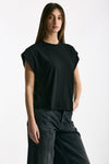 T-shirt in cotone fiammato nero women Woc - 4