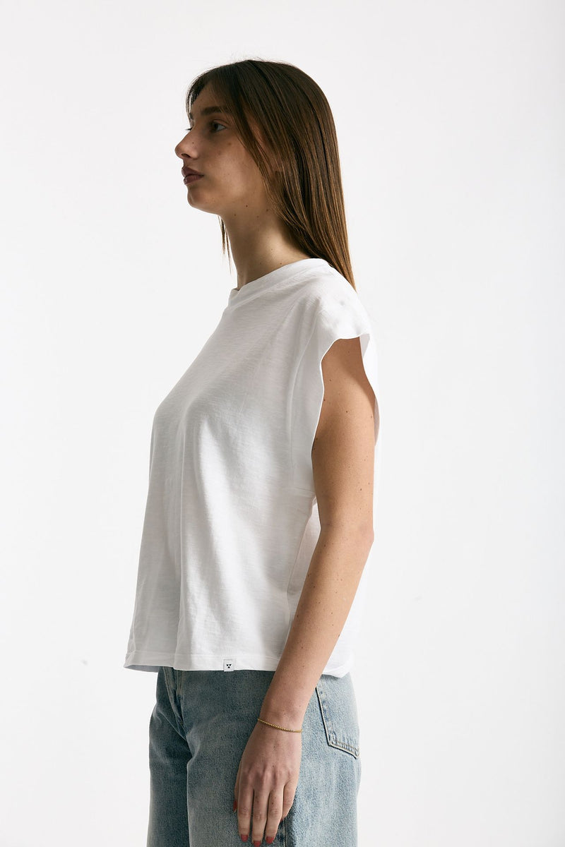 T-shirt in cotone fiammato bianco women Woc - 2
