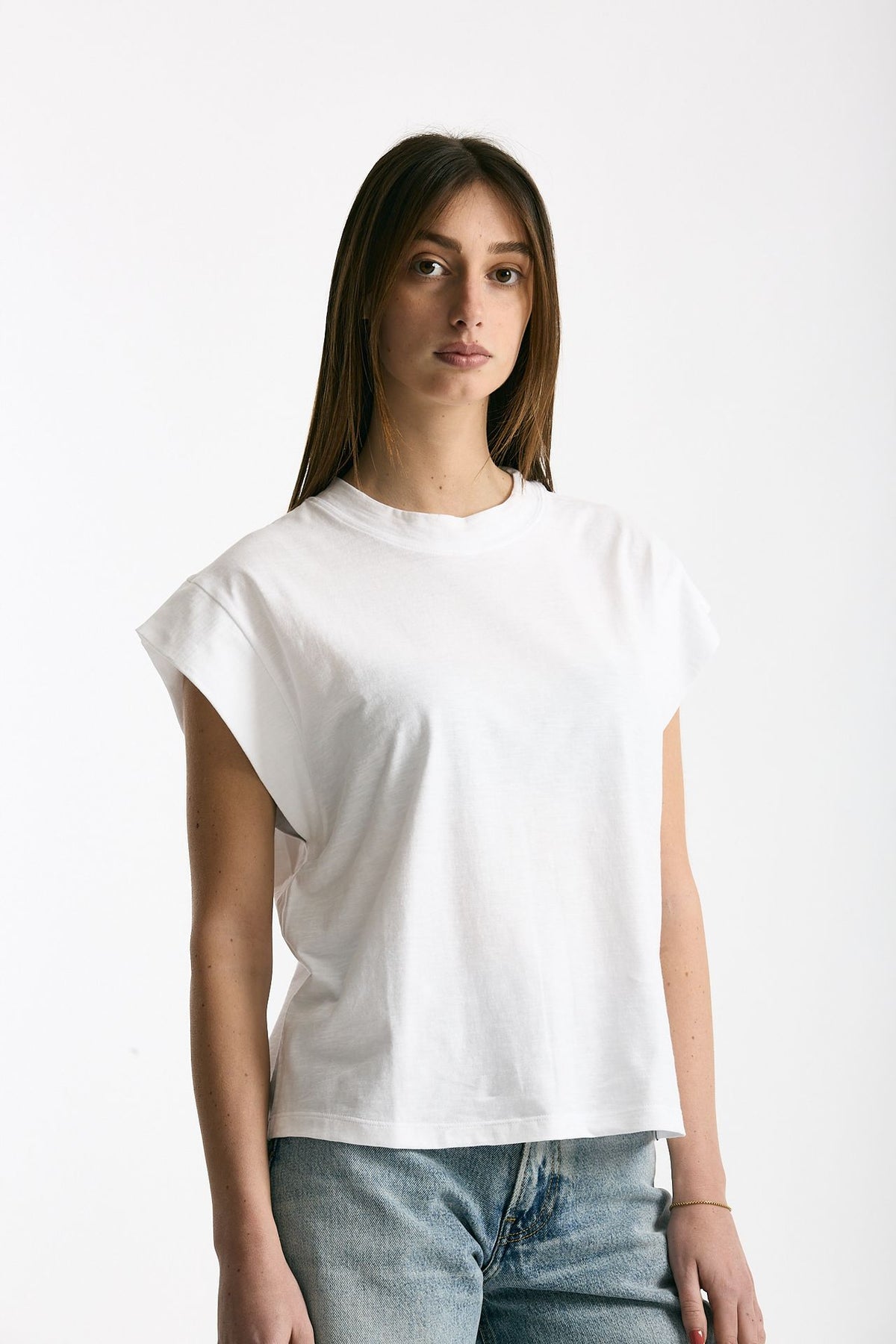 T-shirt in cotone fiammato bianco women Woc - 4