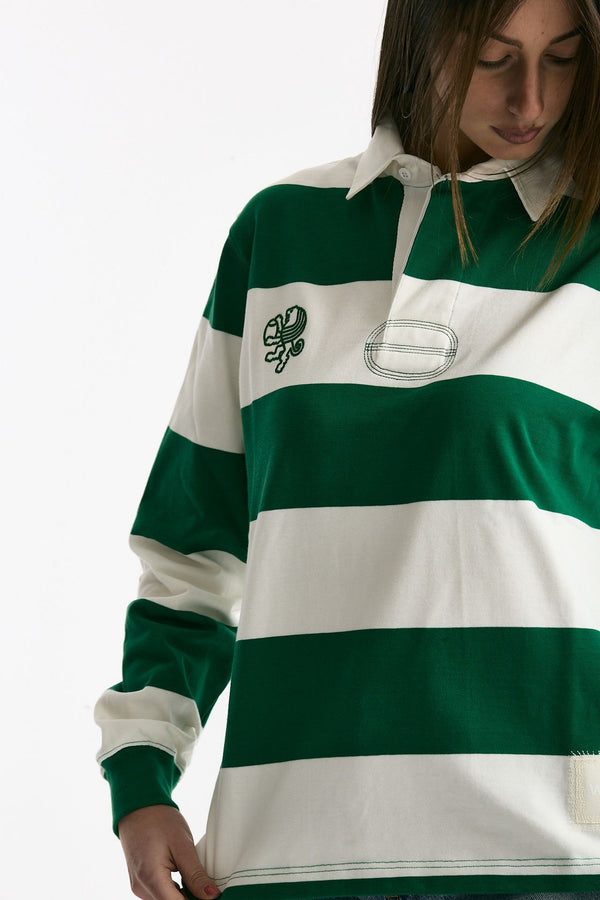 Polo unisex rigata verde e bianca women Woc