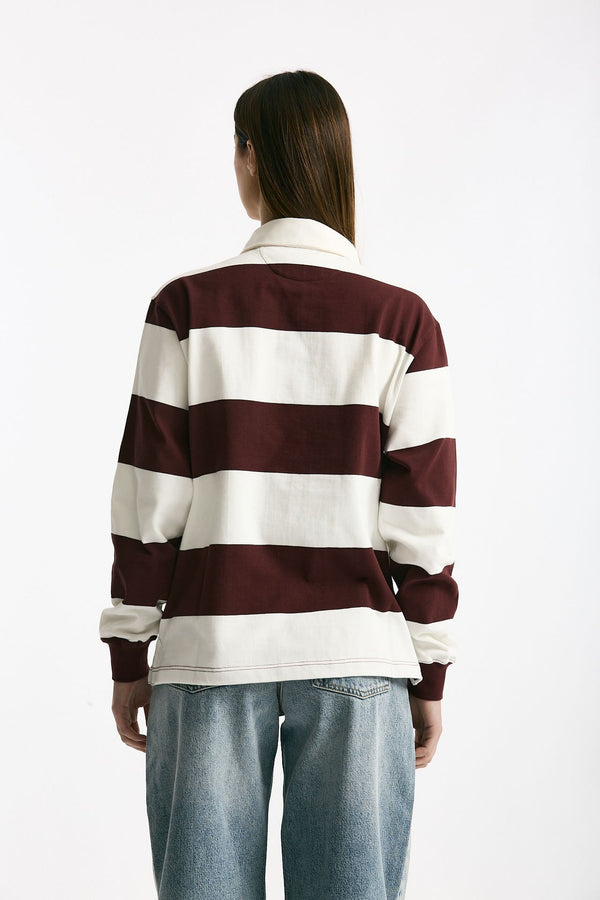 Polo unisex rigata bordeaux e bianca women Woc