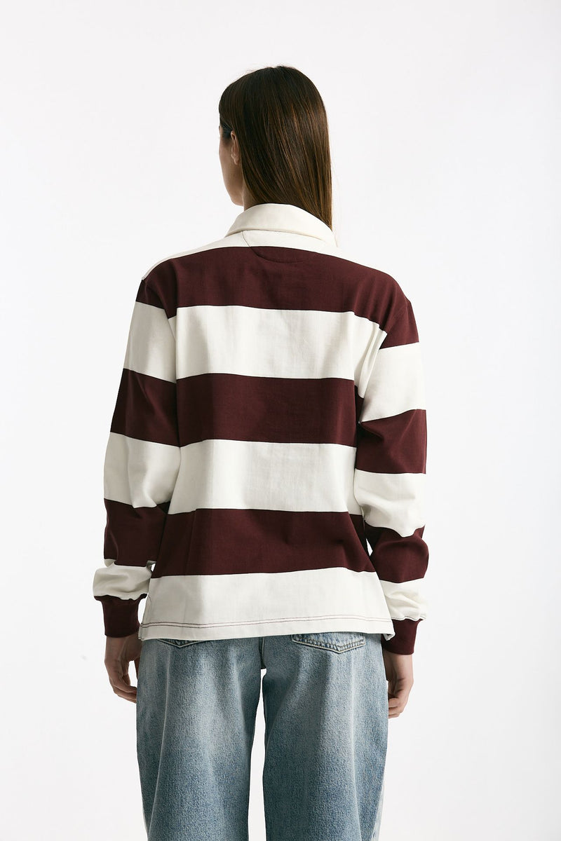Polo unisex rigata bordeaux e bianca women Woc - 2