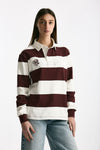 Polo unisex rigata bordeaux e bianca women Woc - 3