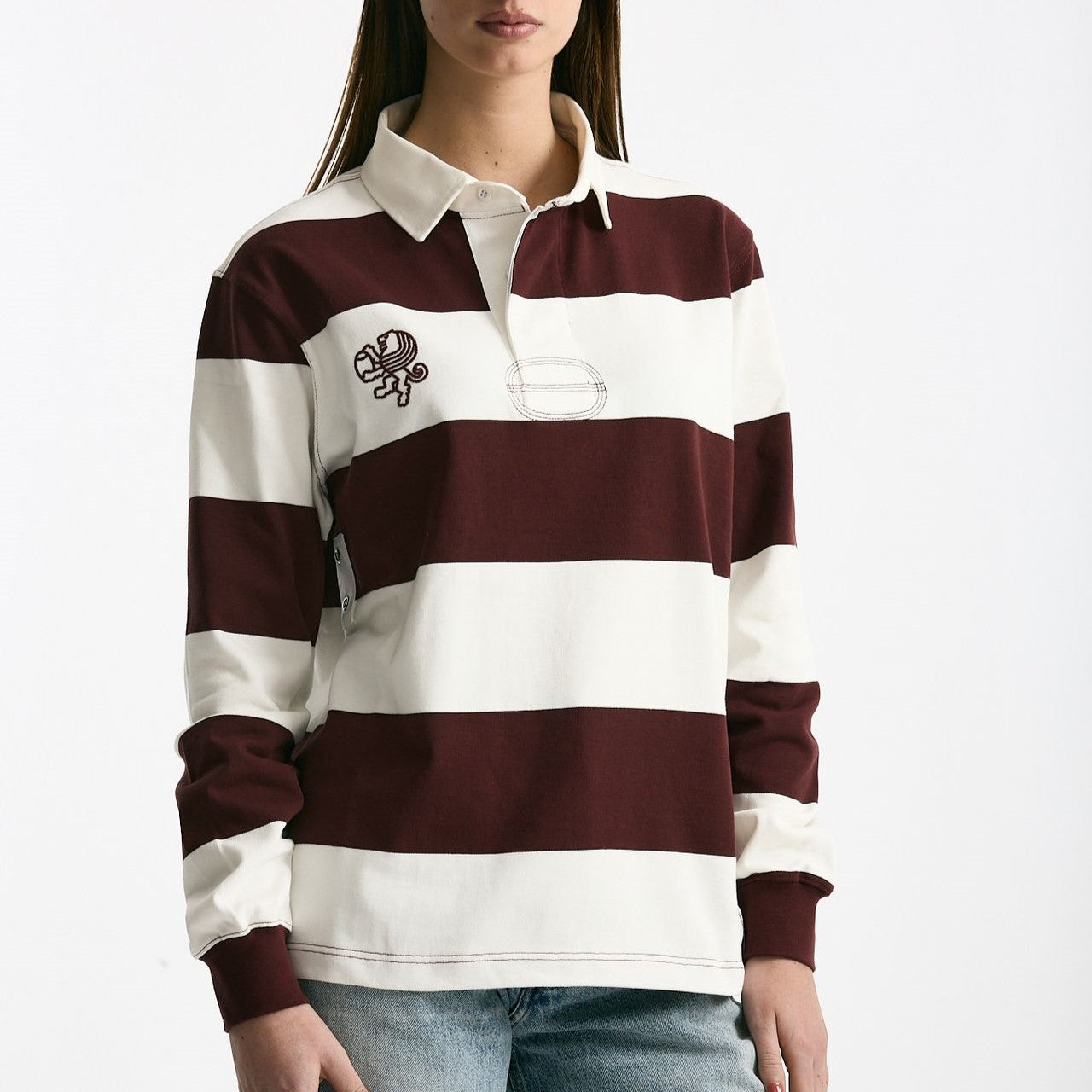 Polo unisex rigata bordeaux e bianca women Woc - 7