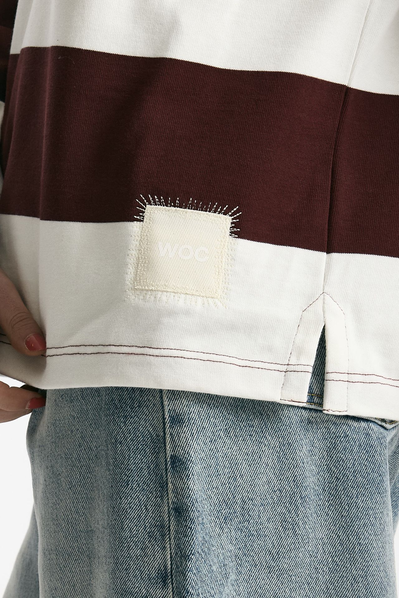 Polo unisex rigata bordeaux e bianca women Woc - 6
