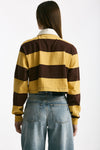 Polo crop rigata marrone e gialla women Woc - 4