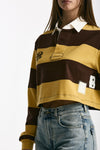 Polo crop rigata marrone e gialla women Woc - 5