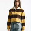 Polo crop rigata marrone e gialla women Woc - 7