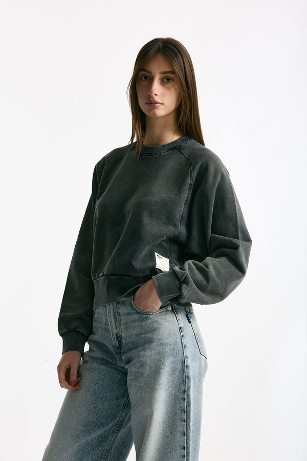 Felpa girocollo lavata in cotone women Woc