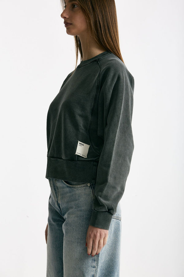 Felpa girocollo lavata in cotone women Woc