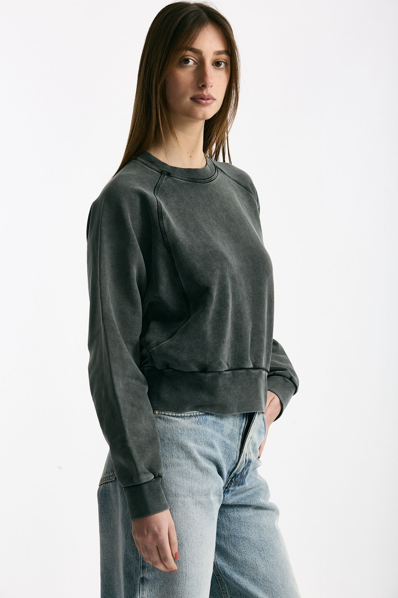 Felpa girocollo lavata in cotone women Woc - 4