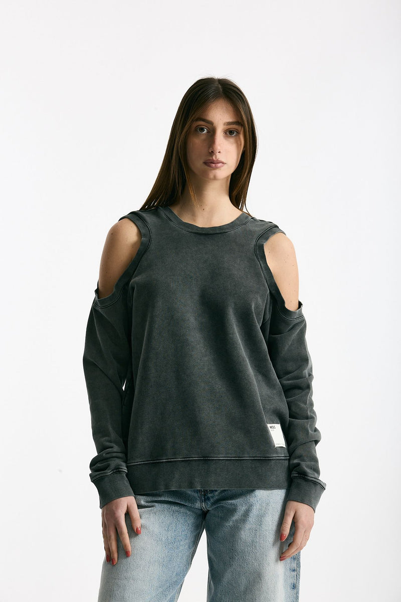 Felpa girocollo cutoff lavata women Woc - 4