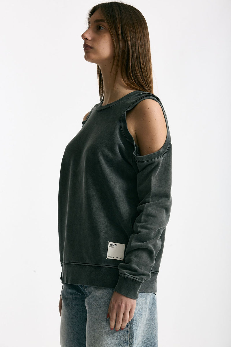 Felpa girocollo cutoff lavata women Woc - 3