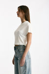T-shirt crop jersey di modal bianco women Woc - 2