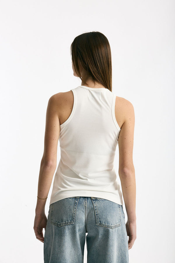 Top girocollo in modal bianco women Woc