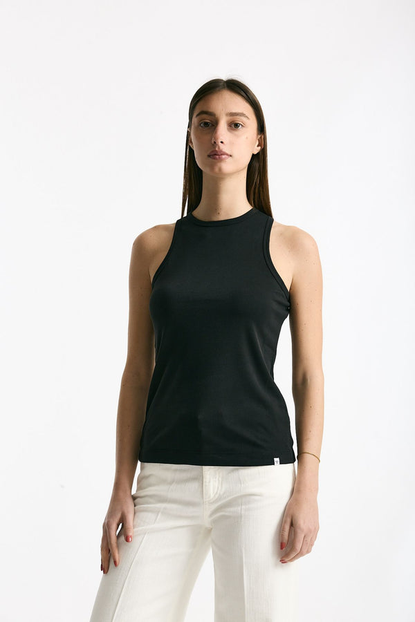 Top girocollo in modal nero women Woc
