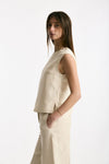 Top in viscosa e lino beige women Zanone - 1