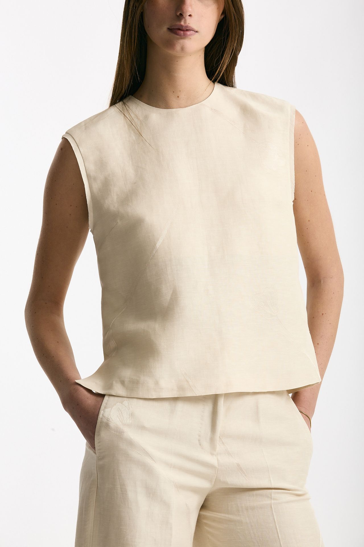 Top in viscosa e lino beige women Zanone - 4