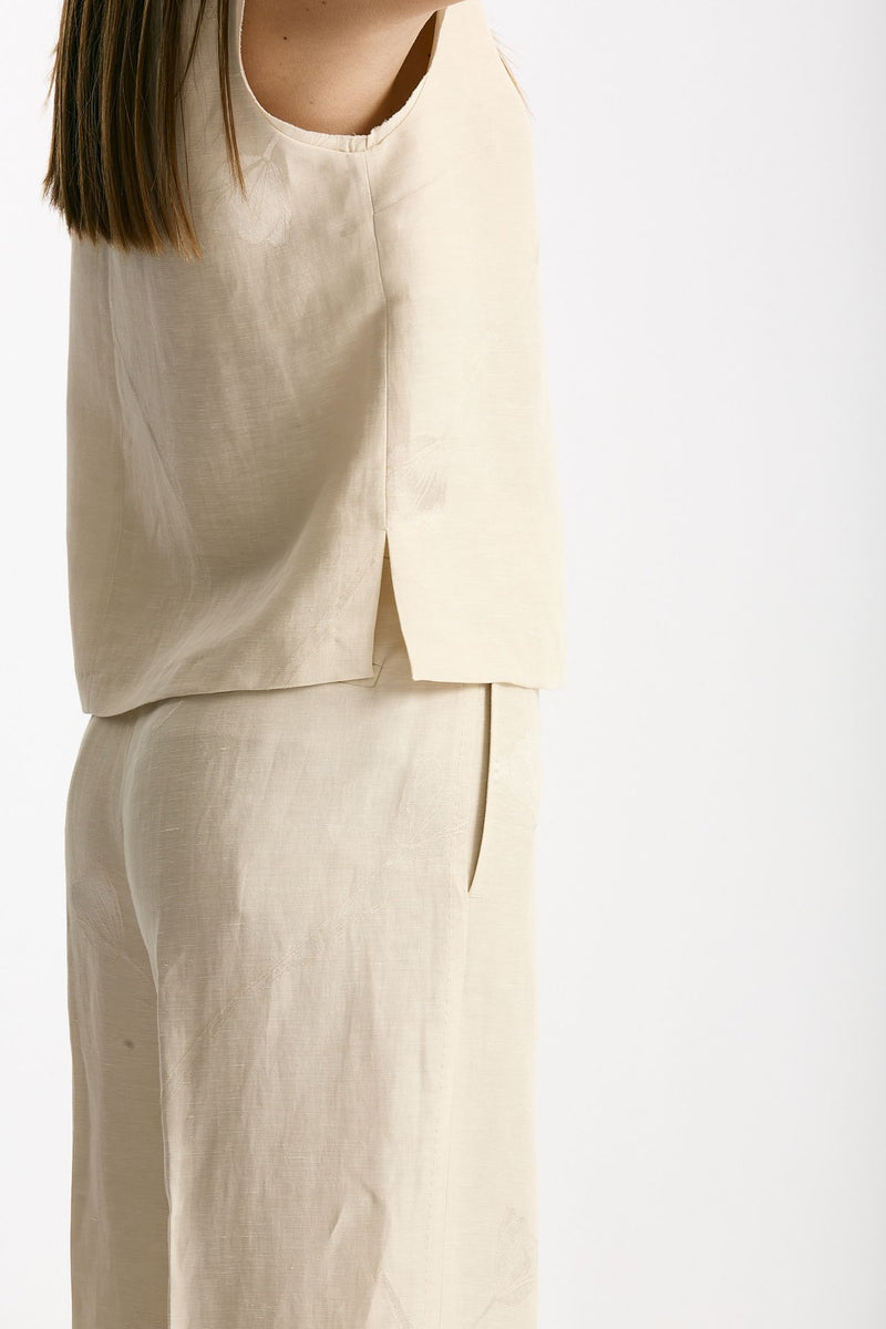 Top in viscosa e lino beige women Zanone - 5