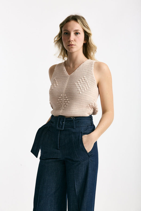 Top in maglia lavorato rosa tenue women Zanone