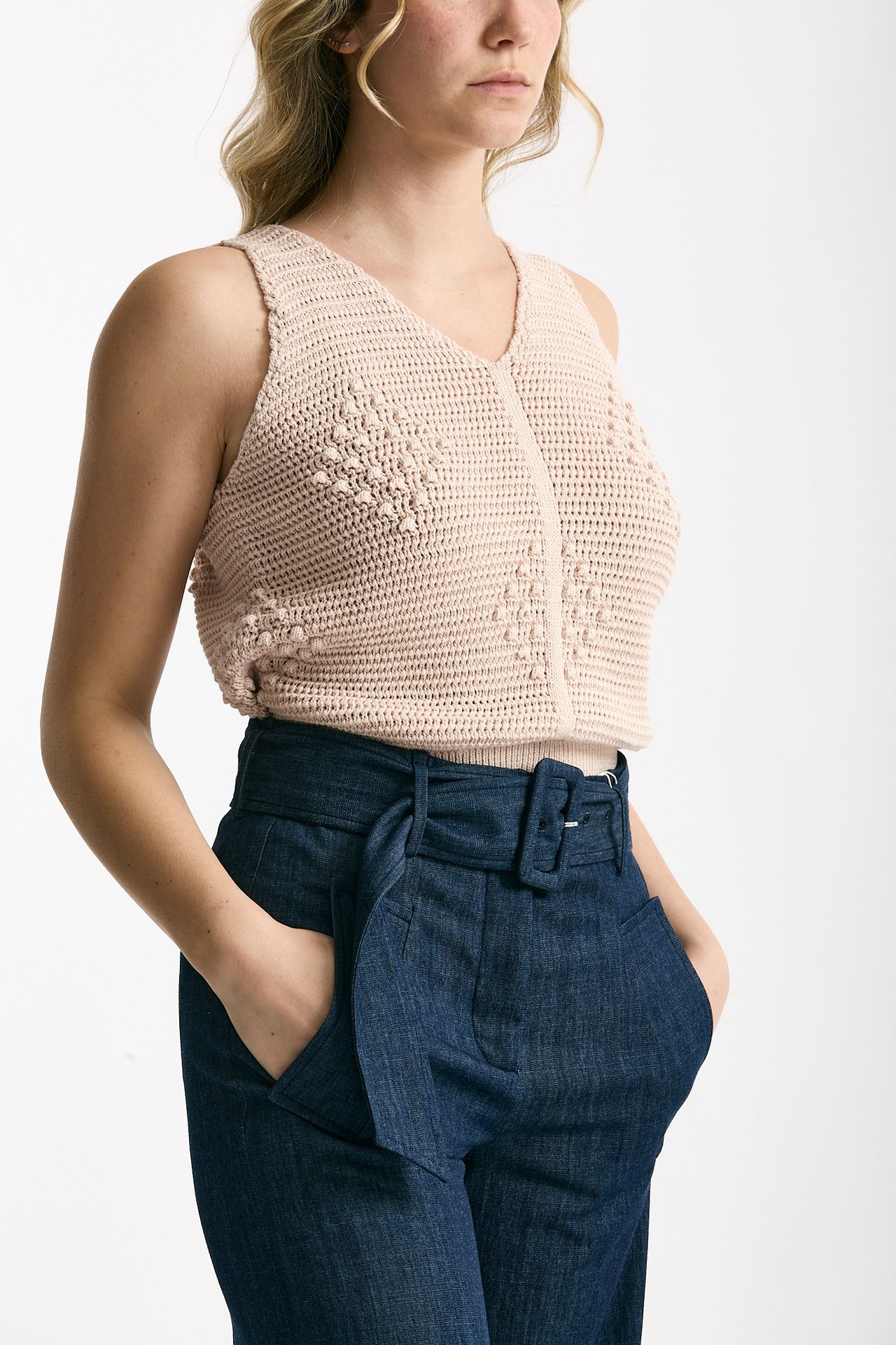 Top in maglia lavorato rosa tenue women Zanone - 4
